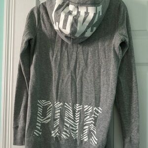 XSmall Gray PINK Hoodie with White Accents